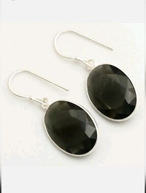 Black Onyx Gemstone 925 Sterling Silver Handmade Drop Dangle Earrings